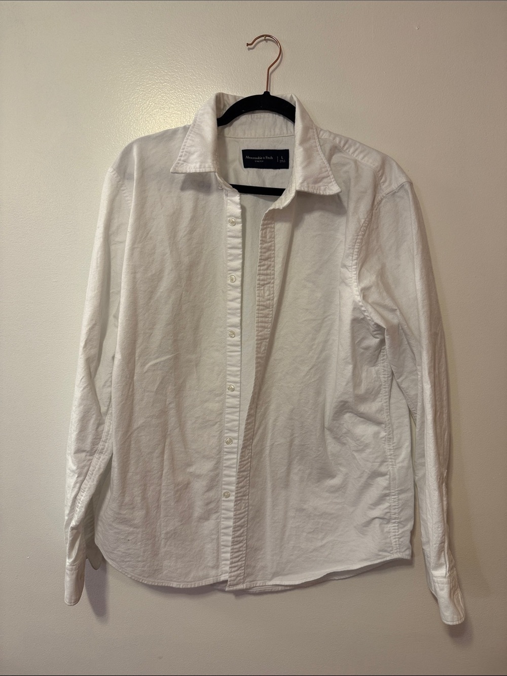 Abercrombie & Fitch White Stretch Button Down Shirt Women’s Large Classic Preppy